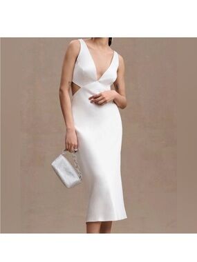 Sachin + Babi White V-Neck Cutout Midi Dress